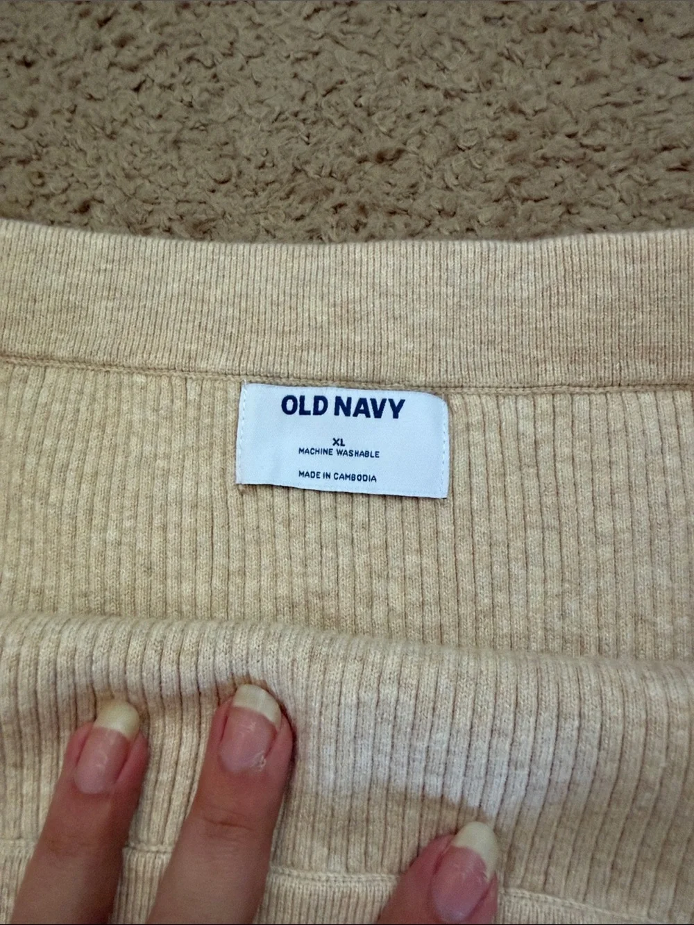 Old Navy Light Beige Ribbed Pencil Skirt